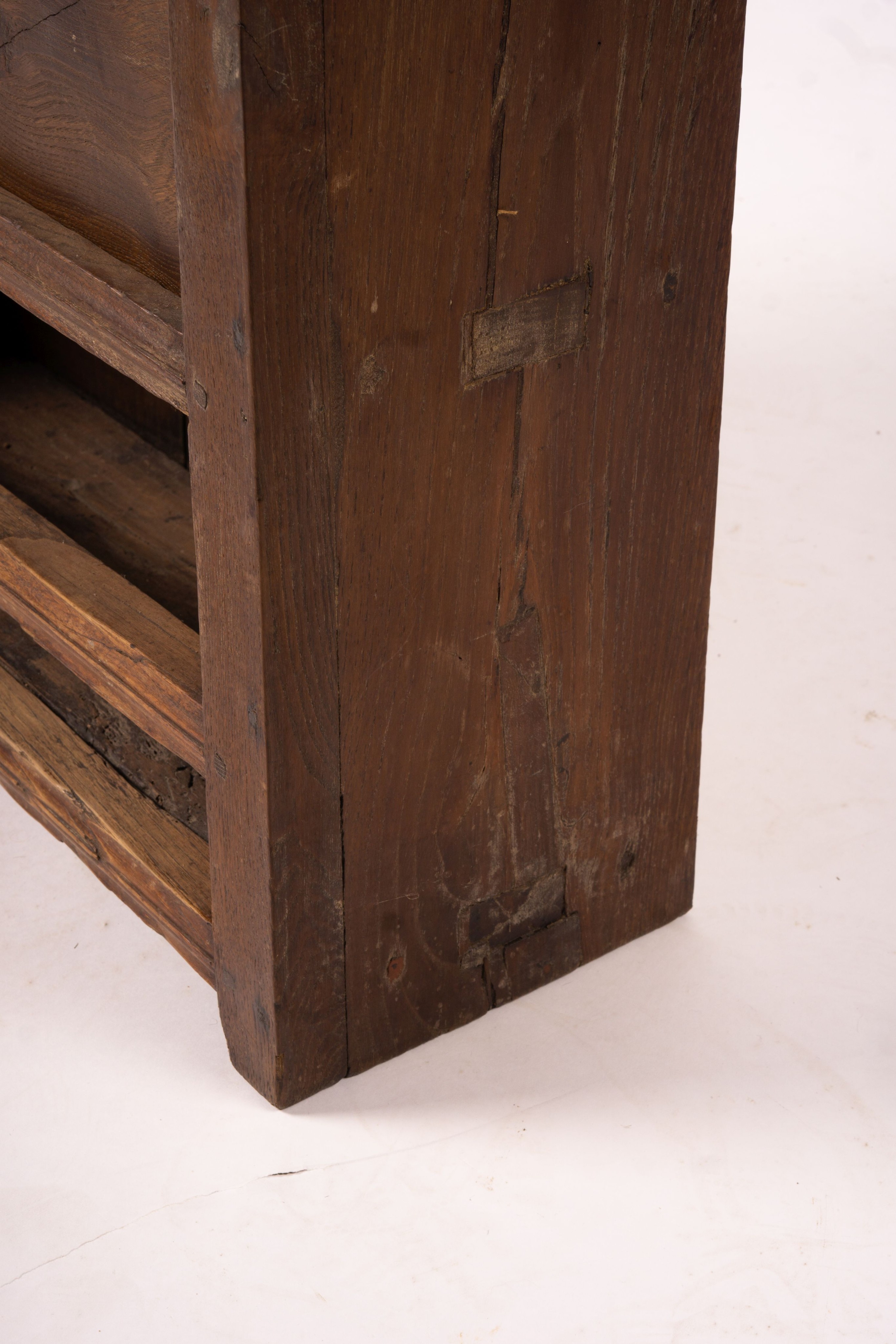 A late 18th century French provincial oak wall aumbry, width 64cm, depth 23cm, height 75cm